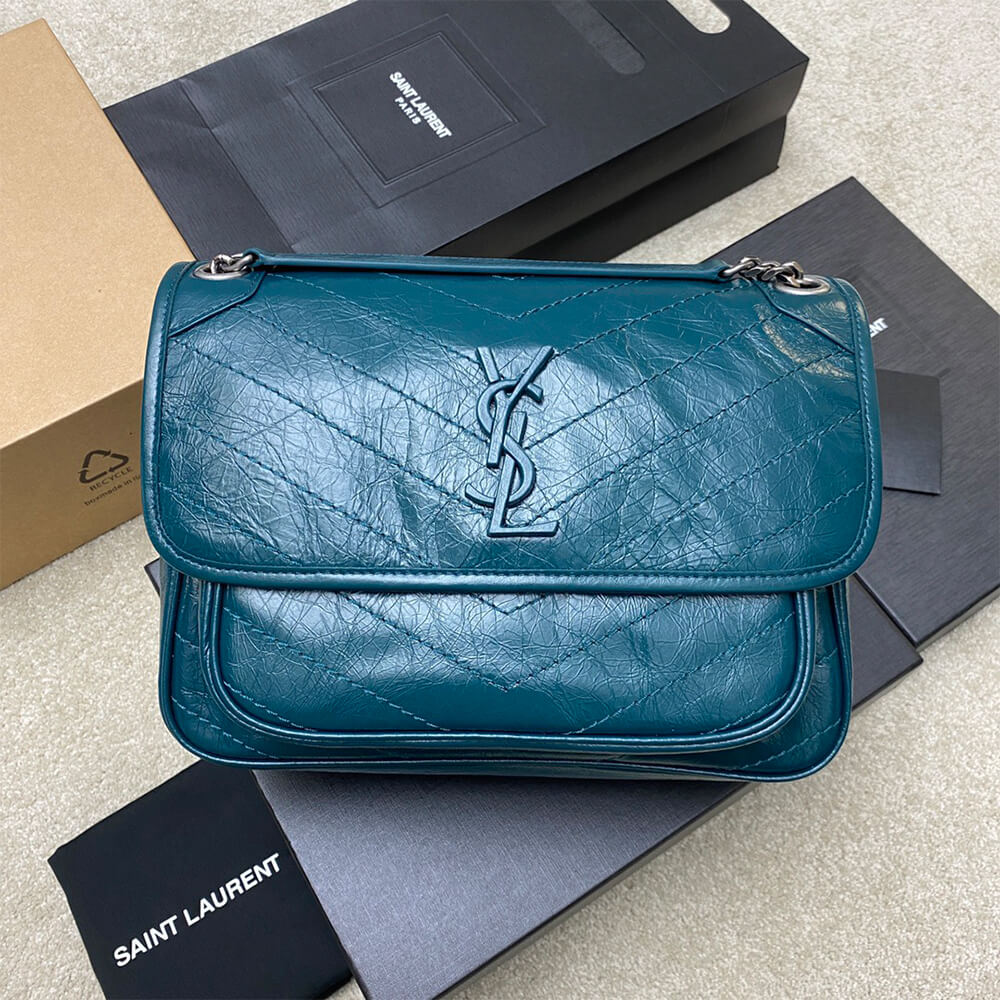 YSL NIKI MEDIUM IN CRINKLED VINTAGE LEATHER(HIGH-END GRADE)